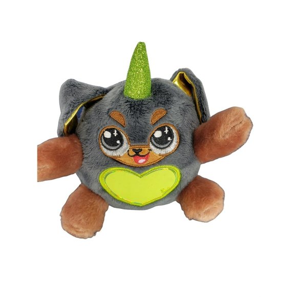 Zuru Rainbocorns Black Plush Puppy Dog Green Heart Stuffed Animal 5 inch - Picture 1 of 8